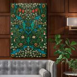 Tulip - Green, Red and Blue Floral Design By William Morris canvas wall art