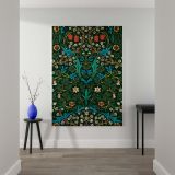 Tulip - Green, Red and Blue Floral Design By William Morris canvas wall art - Image 2