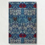 Tulip and Rose - Blue and Red Woven Fabric Artwork By William Morris canvas wall art - Image 7