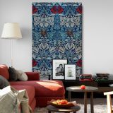 Tulip and Rose - Blue and Red Woven Fabric Artwork By William Morris canvas wall art - Image 8