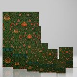 Violet and Columbine - Rich Green Blue and Coral Floral Design By William Morris canvas wall art - Image 4