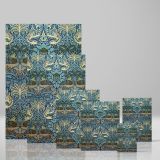 Peacock and Dragon - Blue and Gold Decorative Woven Art By William Morris canvas wall art - Image 4