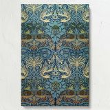 Peacock and Dragon - Blue and Gold Decorative Woven Art By William Morris canvas wall art - Image 7