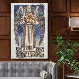 Day Angel Holding a Sun - Celestial Blue and Gold Artwork By William Morris canvas wall art