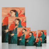 Young Woman with Ibis - Elegant Red & Teal Portrait By Edgar Degas canvas wall art - Image 4