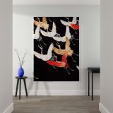 Flying Cranes - Japanese Gold Red White Bird Art canvas wall art - Image 2