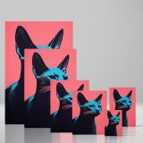 Pop Art Cat - Vibrant Neon Pink and Blue Feline canvas wall art - Image 4