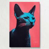 Pop Art Cat - Vibrant Neon Pink and Blue Feline canvas wall art - Image 7