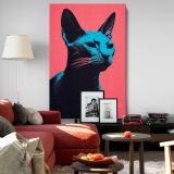 Pop Art Cat - Vibrant Neon Pink and Blue Feline canvas wall art - Image 8
