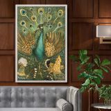 Pauw met Kippen - Peacock with Chickens Vintage Print By Theo van Hoytema