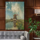 In the Month of July - Dutch Windmill Landscape Scene By Paul Joseph Constantin Gabri'l canvas wall art