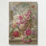 Vase with Flowers - Romantic Dutch Still Life By Pieter van Loo canvas wall art - Image 7