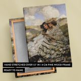 On the Dunes - Victorian Portrait of Lady and Girl By James Jebusa Shannon canvas wall art - Image 6