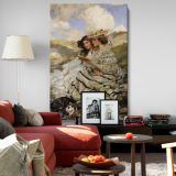 On the Dunes - Victorian Portrait of Lady and Girl By James Jebusa Shannon canvas wall art - Image 8