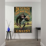 Destroy This Mad Brute - WWI Propaganda Poster with Gorilla By Harry Ryle Hopps - Image 2
