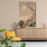 Plum Blossoms in Moonlight - Japanese Silk Painting By S_ Shizan canvas wall art - Image 5