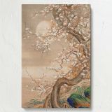 Plum Blossoms in Moonlight - Japanese Silk Painting By S_ Shizan canvas wall art - Image 7