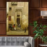 The Courtyard of a House in Cairo - Egyptian Street Scene By Willem de Famars Testas canvas wall art