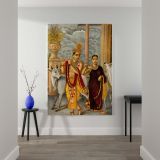 Radha Krishna - Hindu Devotional Scene with Flute and Cows By Unknown Indian Artist canvas wall art - Image 2