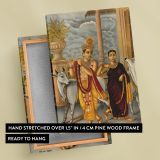 Radha Krishna - Hindu Devotional Scene with Flute and Cows By Unknown Indian Artist canvas wall art - Image 6