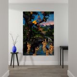 Krishna Stealing the Gopis' Clothes - Divine River Scene By Unknown Indian Artist canvas wall art - Image 2