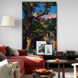 Krishna Stealing the Gopis' Clothes - Divine River Scene By Unknown Indian Artist canvas wall art - Image 8