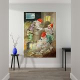 Christmas Gnomes Wrapping Gifts - 1899 Holiday Illustration By Jenny Nystršm canvas wall art - Image 2