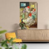 Christmas Gnomes Wrapping Gifts - 1899 Holiday Illustration By Jenny Nystršm canvas wall art - Image 5
