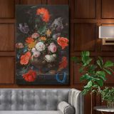 Still Life with Flowers and a Watch - Elegant Floral Baroque By Abraham Mignon canvas wall art