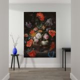 Still Life with Flowers and a Watch - Elegant Floral Baroque By Abraham Mignon canvas wall art - Image 2