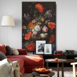 Still Life with Flowers and a Watch - Elegant Floral Baroque By Abraham Mignon canvas wall art - Image 8