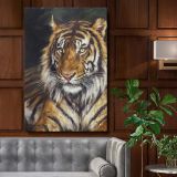 A Reclining Tiger - Detailed Wildlife Big Cat Portrait By Geza Vastagh canvas wall art