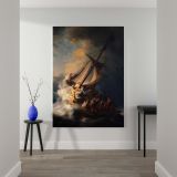 The Storm on the Sea of Galilee - Dramatic Ship Scene By Rembrandt van Rijn canvas wall art - Image 2
