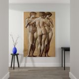 Venus Concordia - Classical Nude Drawing of Three Graces By Edward Burne-Jones canvas wall art - Image 2