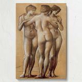 Venus Concordia - Classical Nude Drawing of Three Graces By Edward Burne-Jones canvas wall art - Image 7