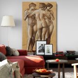 Venus Concordia - Classical Nude Drawing of Three Graces By Edward Burne-Jones canvas wall art - Image 8