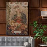 The Virgin Adoring Christ with Saints - Sacred Cuzco School Religious Artwork canvas wall art