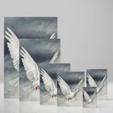 White Pigeon in Flight - Vintage Sky Illustration Symbolizing Peace and Hope canvas wall art - Image 4