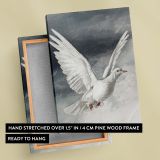 White Pigeon in Flight - Vintage Sky Illustration Symbolizing Peace and Hope canvas wall art - Image 6