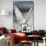 White Pigeon in Flight - Vintage Sky Illustration Symbolizing Peace and Hope canvas wall art - Image 8