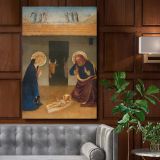 The Nativity - Rustic Stable Scene with Mary and Jesus By Zanobi Strozzi canvas wall art