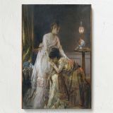 After the Ball - Elegant 19th Century Women Portrait By Alfred Stevens canvas wall art - Image 7