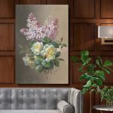 Flowers Roses and Lilacs - Pastel Botanical Still Life By Paul de LongprŽ canvas wall art
