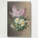 Flowers Roses and Lilacs - Pastel Botanical Still Life By Paul de LongprŽ canvas wall art - Image 7