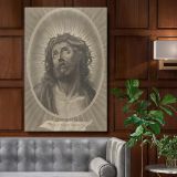 Head of Christ - Classical Crowned Religious Oval By Adrian van Melar canvas wall art