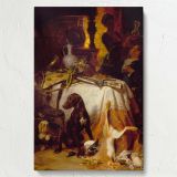 After the Hunt - Dramatic Still Life with Game and Dogs By David Neal canvas wall art - Image 7