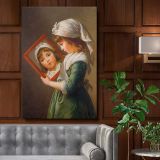 Julie Le Brun Looking in a Mirror - Elegant Girl Portrait By canvas wall art
