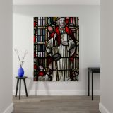 Saint with Book and Staff - Vibrant Medieval Glass Panel canvas wall art - Image 2