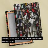Saint with Book and Staff - Vibrant Medieval Glass Panel canvas wall art - Image 6