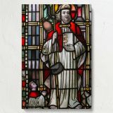 Saint with Book and Staff - Vibrant Medieval Glass Panel canvas wall art - Image 7